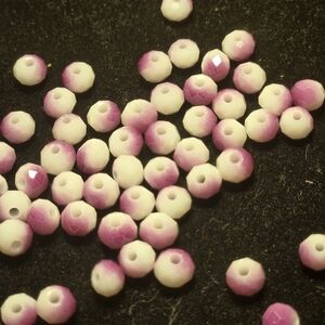 Purple and White Faceted Beads
